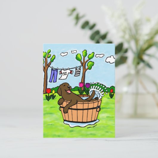 Carte Postale Chocolat Labrador Puppy Pool (Debout devant)