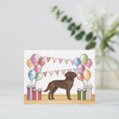 Carte Postale Chocolat Labrador Retriever Chien coloré Anniversa (Debout devant)