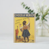 Carte Postale Chocolat Menier Petite fille Mur écriture (Debout devant)