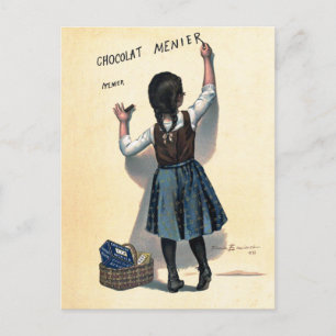 Carte Postale Chocolat Menier Petite fille Mur écriture