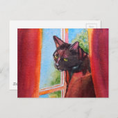 Carte Postale Chocolat noir au chocolat avec rideaux (Devant / Derrière)