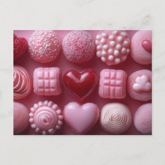Carte Postale Chocolat rose de la Saint-Valentin (Devant)