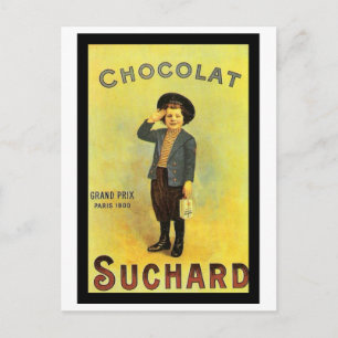 Carte Postale Chocolat Suchard 3 Annonce Vintage avec garçon