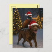 Carte Postale Chocolate Labrador & Partridge Christmas postcard (Devant / Derrière)