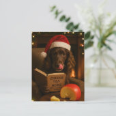 Carte Postale Chocolate /liver cocker spaniel Christmas postcard (Debout devant)
