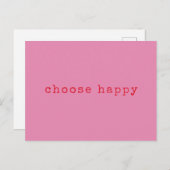 Carte Postale Choisissez Happy Inspirational Quote Minimaliste r (Devant / Derrière)