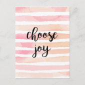 Carte Postale choisissez joie aquarelle rose rayures inspiré (Devant)