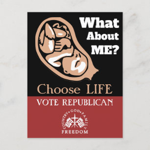 Carte Postale Choisissez la vie Votez Républicain Anti-avortemen
