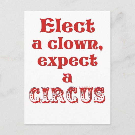 Carte Postale Choisissez un clown, attendez-vous à un cirque ! U (Devant)