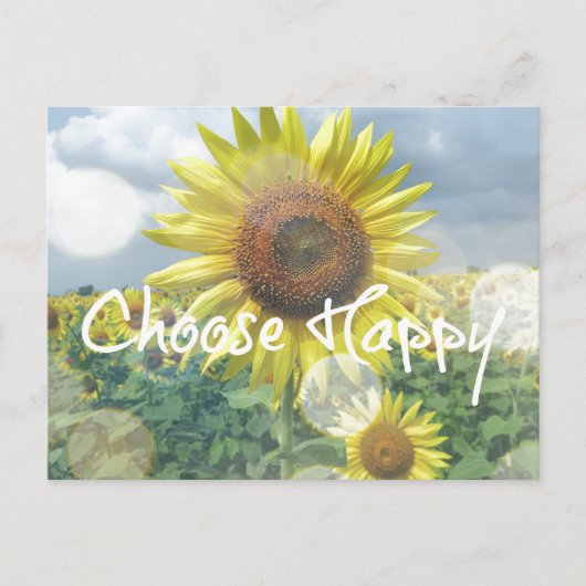 Carte Postale Choisissez une note heureuse avec des tournesols (Devant)