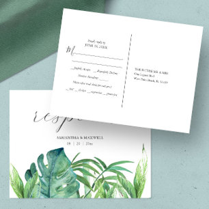 Carte Postale Choix de repas Mariage de palme tropicale RSVP