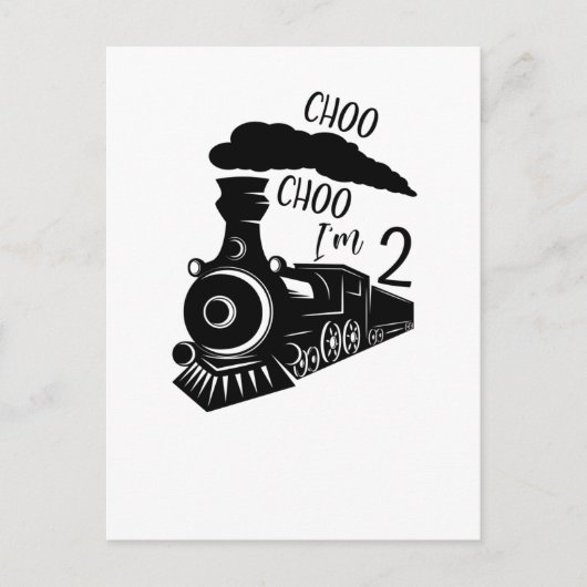 Carte Postale Choo Choo I'm 2, 2nd Birthday, Train Boy (Devant)