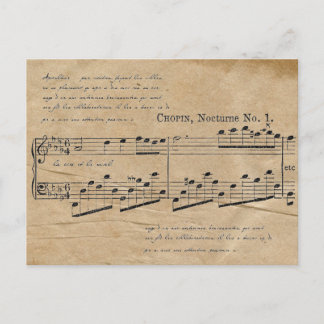 Carte Postale Chopin Nocturne Partition Musique Texte français
