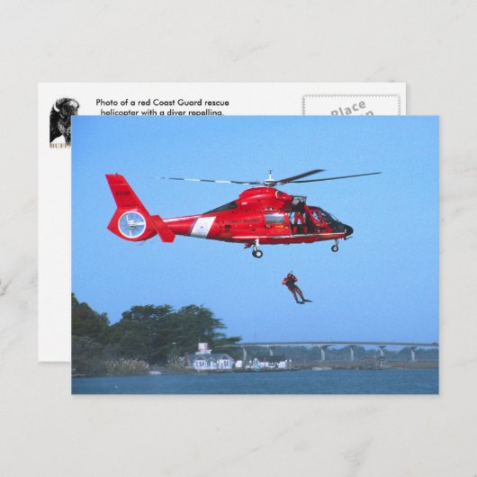 Carte postale Chopper de la Garde côtière (Devant / Derrière)