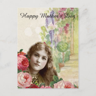 Carte Postale Chou victorien Rose femme Floral