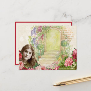 Carte Postale Chou victorien Rose femme Floral