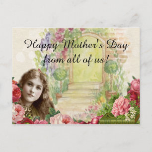 Carte Postale Chou victorienne Rose femme porte florale