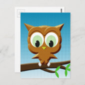 Carte Postale Chouette à caricature au papier (Devant / Derrière)