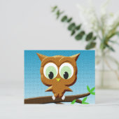 Carte Postale Chouette à caricature au papier (Debout devant)