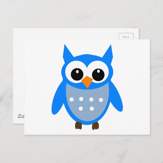 Carte Postale Chouette à cartons bleu mou (Devant / Derrière)