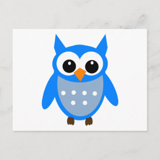 Carte Postale Chouette à cartons bleu mou