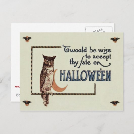 Carte Postale Chouette à croissant (Devant / Derrière)