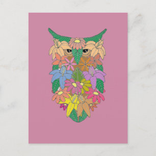 Carte Postale Chouette à fleurs