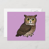 Carte Postale Chouette à grande corne (Devant / Derrière)