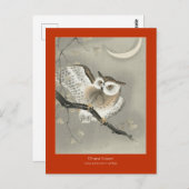 Carte Postale Chouette à oreilles longues en ginkgo - Rouge - Oh (Devant / Derrière)