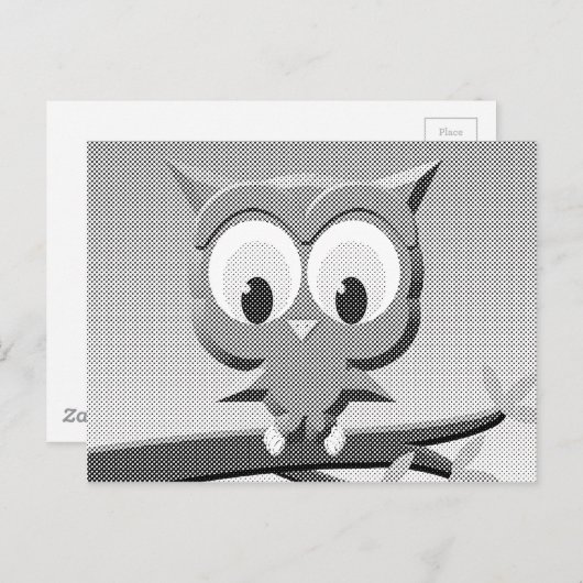Carte Postale Chouette À Papier En Noir Et Blanc (Devant / Derrière)