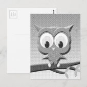 Carte Postale Chouette À Papier En Noir Et Blanc (Devant / Derrière)