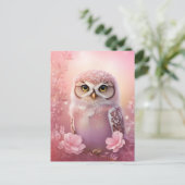 Carte Postale Chouette à terrière rose (Debout devant)