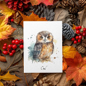 Carte Postale Chouette aquarelle mignonne, personnalisée