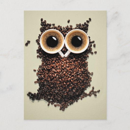 Carte Postale Chouette au café (Devant)
