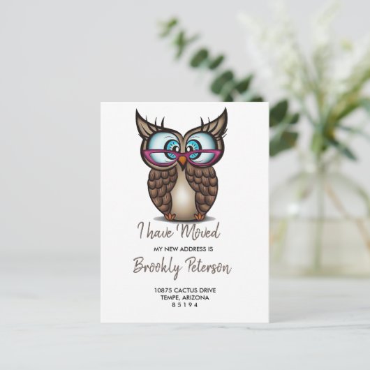 Carte Postale Chouette aux grands yeux Faire-part mobile (Debout devant)