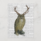 Carte Postale Chouette avec Antlers plain 2 (Devant)