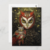 Carte Postale Chouette avec chouette (Devant / Derrière)