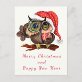 Carte Postale Chouette Bébé en Casquette et cadeau de Noël - Des (Devant)