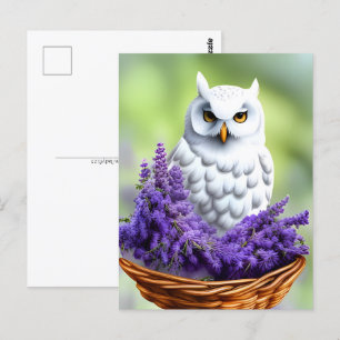Carte Postale Chouette blanche en Lavande, poste