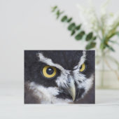 Carte Postale Chouette blanche et noire (Debout devant)