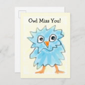 Carte Postale Chouette Bleue Aquarelle Chouette Bleue Mignonne V (Devant / Derrière)