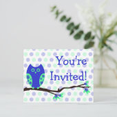 Carte postale Chouette bleue Invitations de douche (Debout devant)