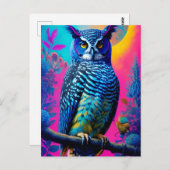 Carte Postale Chouette bleue mignonne (Devant / Derrière)