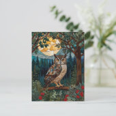 Carte Postale Chouette boho élégant tache de verre forêt boisée (Debout devant)