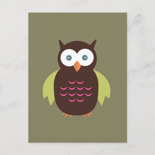 Carte Postale Chouette Brown et verte (Devant)