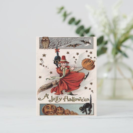 Carte Postale Chouette Chat Chat Noir de Jack-o'-lantern (Debout devant)