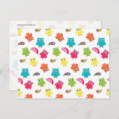 Carte Postale Chouette colorée mignonne et motif à motifs cachem (Devant / Derrière)