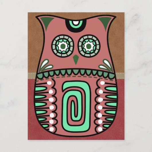 Carte Postale Chouette colorée rétro Boho Bohemian Bird Custom (Devant)