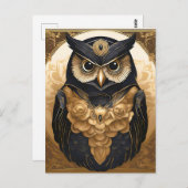 Carte Postale Chouette complexe Vintage (Devant / Derrière)
