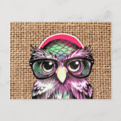 Carte Postale Chouette cool Couleur Tatouage Sage Avec Lunettes  (Devant)